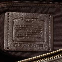 Pre Owned Coach Cream/Beige Signature Coated Canvas and Leather Drawstring Carryall Satchel