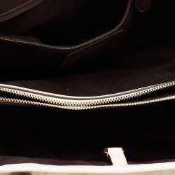 Pre Owned Coach Cream/Beige Signature Coated Canvas and Leather Drawstring Carryall Satchel