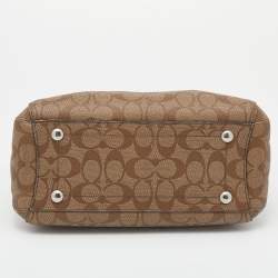 Pre Owned حقيبة ساتشل كوتش كاريأول جلد وكانفاس مقوى شعار الماركة برتقالية/ بيج 