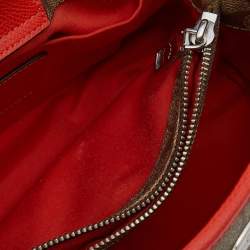 Pre Owned حقيبة ساتشل كوتش كاريأول جلد وكانفاس مقوى شعار الماركة برتقالية/ بيج 