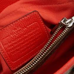 Pre Owned حقيبة ساتشل كوتش كاريأول جلد وكانفاس مقوى شعار الماركة برتقالية/ بيج 