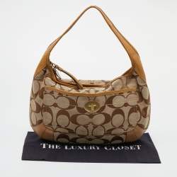 مملوكة مسبقًا Coach Beige/Brown Signature Canvas And Leather Hobo