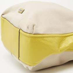 Pre Owned Coach Lime Green/Beige Canvas and Leather Avery Hobo