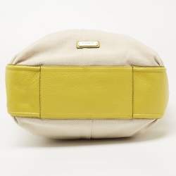 Pre Owned Coach Lime Green/Beige Canvas and Leather Avery Hobo