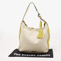 Pre Owned Coach Lime Green/Beige Canvas and Leather Avery Hobo