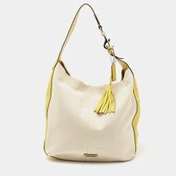Pre Owned Coach Lime Green/Beige Canvas and Leather Avery Hobo