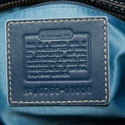 Pre Owned Coach Teal Signature Patent and Leather Hampton Tote
