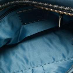 Pre Owned Coach Teal Signature Patent and Leather Hampton Tote