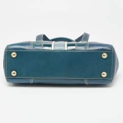 Pre Owned Coach Teal Signature Patent and Leather Hampton Tote