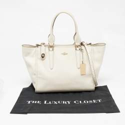Pre Owned Coach Off White Leather Crosby Tote