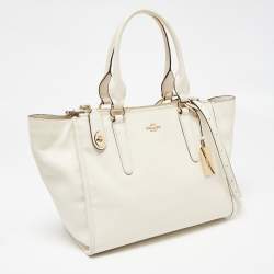 Pre Owned Coach Off White Leather Crosby Tote