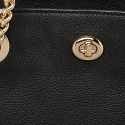 Pre Owned Coach Black Leather Turnlock Chain Tote