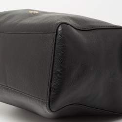 Pre Owned Coach Black Leather Turnlock Chain Tote