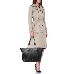 Pre Owned Coach Black Leather Turnlock Chain Tote