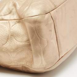 Pre Owned Coach Gold Signature Embossed Leather East West Gallery Tote