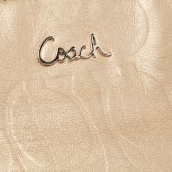 Pre Owned Coach Gold Signature Embossed Leather East West Gallery Tote