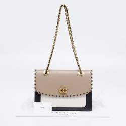 Pre Owned Coach Multicolor Scallop Studded Leather Parker Shoulder Bag