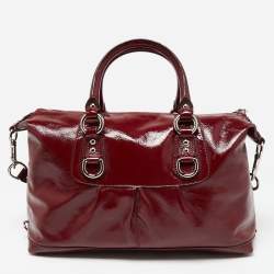 Pre Owned Coach Maroon Patent Leather Ashley Satchel