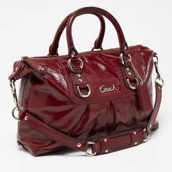 Pre Owned Coach Maroon Patent Leather Ashley Satchel