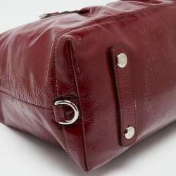 Pre Owned Coach Maroon Patent Leather Ashley Satchel