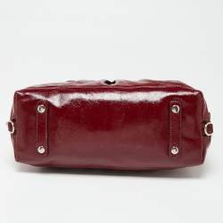 Pre Owned Coach Maroon Patent Leather Ashley Satchel