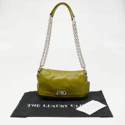 Coach Green Leather Turn-lock Flap Chain Shoulder Bag