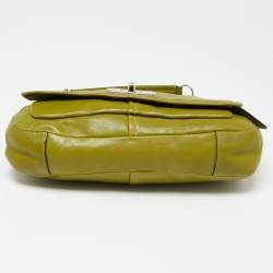 Coach Green Leather Turn-lock Flap Chain Shoulder Bag