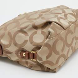 Coach Beige/Brown Signature Canvas And Leather Shoulder Bag