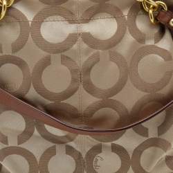 Coach Beige/Brown Signature Canvas And Leather Shoulder Bag