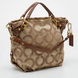 Coach Beige/Brown Signature Canvas And Leather Shoulder Bag