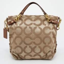 Coach Beige/Brown Signature Canvas And Leather Shoulder Bag