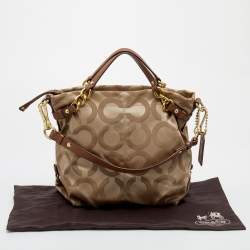 Coach Beige/Brown Signature Canvas And Leather Shoulder Bag