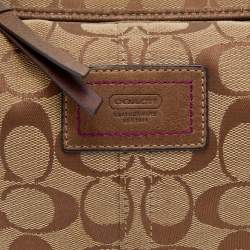 Coach Beige/Bronze Signature Canvas and Leather Baguette Bag