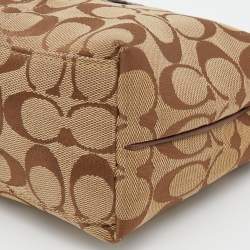 Coach Beige/Bronze Signature Canvas and Leather Baguette Bag