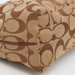 Coach Beige/Bronze Signature Canvas and Leather Baguette Bag