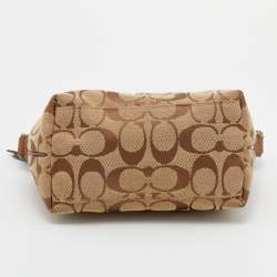 Coach Beige/Bronze Signature Canvas and Leather Baguette Bag