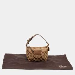 Coach Beige/Bronze Signature Canvas and Leather Baguette Bag