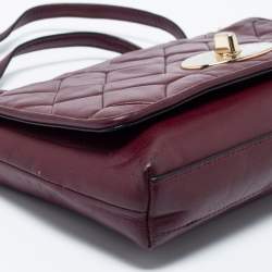 Pre Owned Coach Burgundy Quilted Leather Crosstown Crossbody Bag