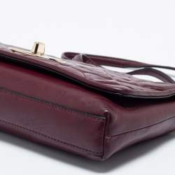 Pre Owned Coach Burgundy Quilted Leather Crosstown Crossbody Bag