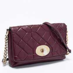 Pre Owned Coach Burgundy Quilted Leather Crosstown Crossbody Bag