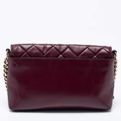 Pre Owned Coach Burgundy Quilted Leather Crosstown Crossbody Bag