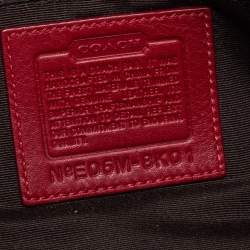 Coach Red Signature Canvas Leather East West Demi  Baguette Bag