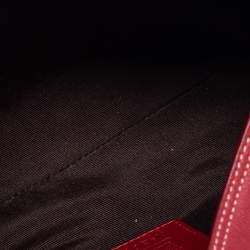 Coach Red Signature Canvas Leather East West Demi  Baguette Bag