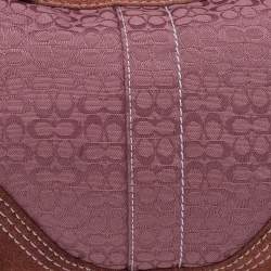 Coach Pink/Brown Signature Canvas and Suede Soho Hobo