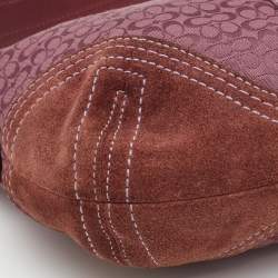 Coach Pink/Brown Signature Canvas and Suede Soho Hobo