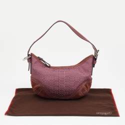 Coach Pink/Brown Signature Canvas and Suede Soho Hobo