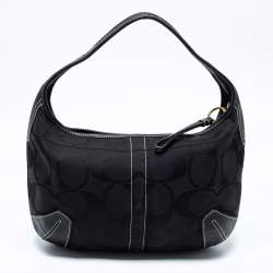 Pre Owned Coach Black Signature Canvas and Leather Ergo Hobo