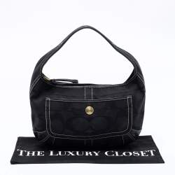 Pre Owned Coach Black Signature Canvas and Leather Ergo Hobo
