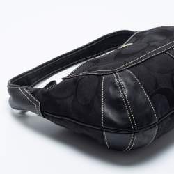 Pre Owned Coach Black Signature Canvas and Leather Ergo Hobo