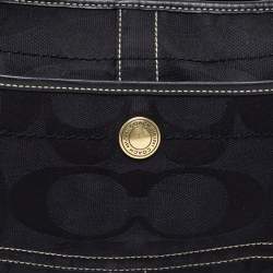 Pre Owned Coach Black Signature Canvas and Leather Ergo Hobo